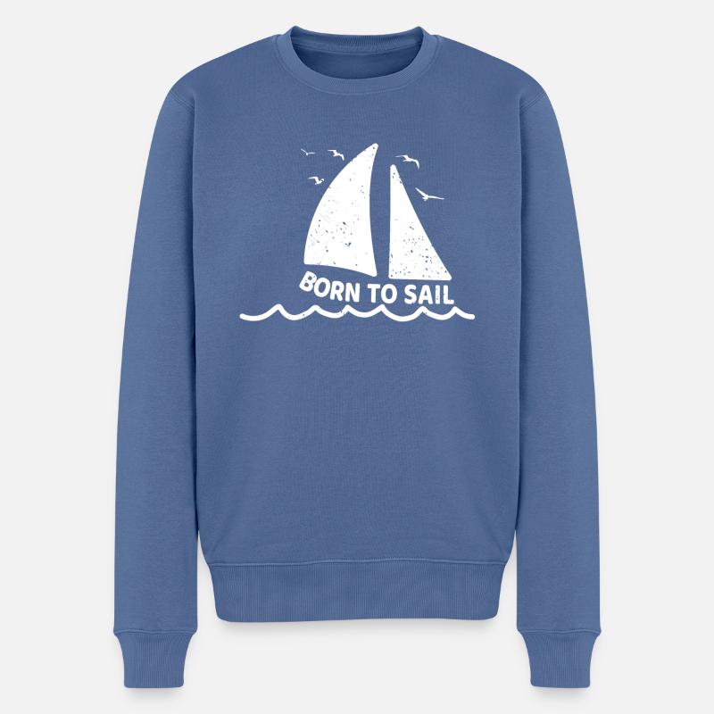 Segeln Segelboot Segelschein Born to Sail - Männer Premium Bio Pullover - Taubenblau
