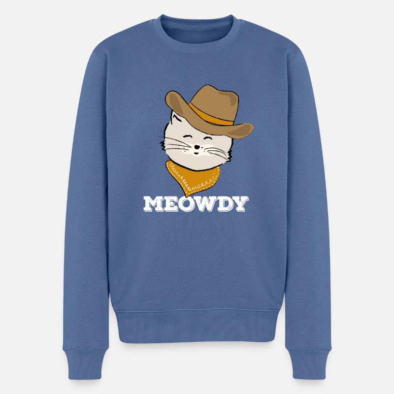 Jaune MEOWDY - Pull Premium bio Homme - bleu pigeon