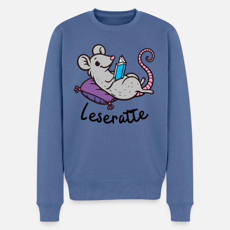 Leseratte - ein Bücherlesender Bibliotheksbewohner - Männer Premium Bio Pullover - Taubenblau