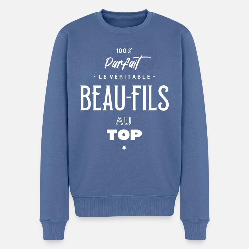 Le véritable beau fils au top - Pull Premium bio Homme - bleu pigeon