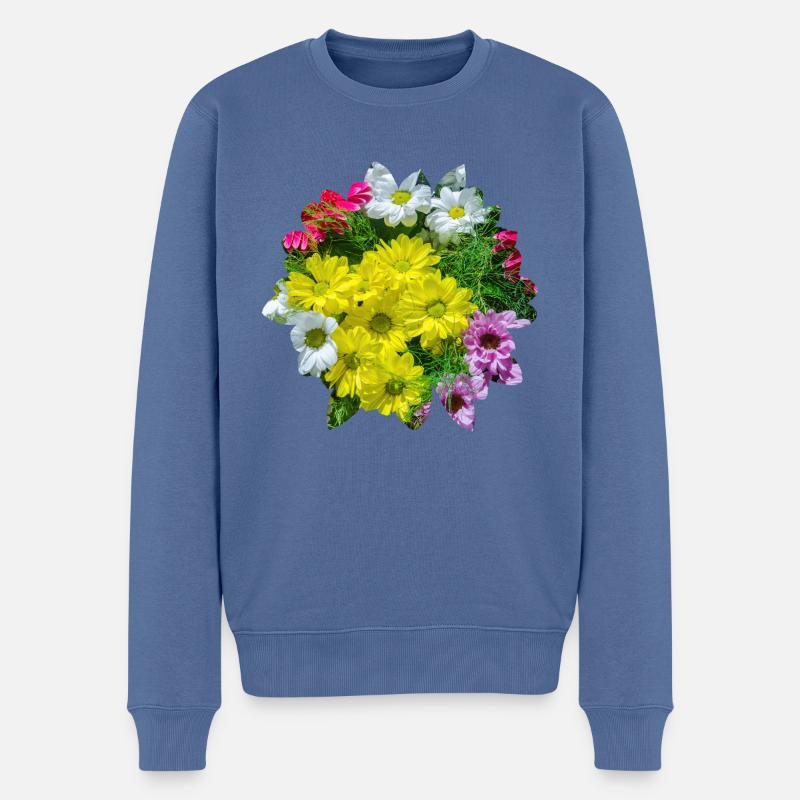 Des fleurs sur des fleurs - Pull Premium bio Homme - bleu pigeon