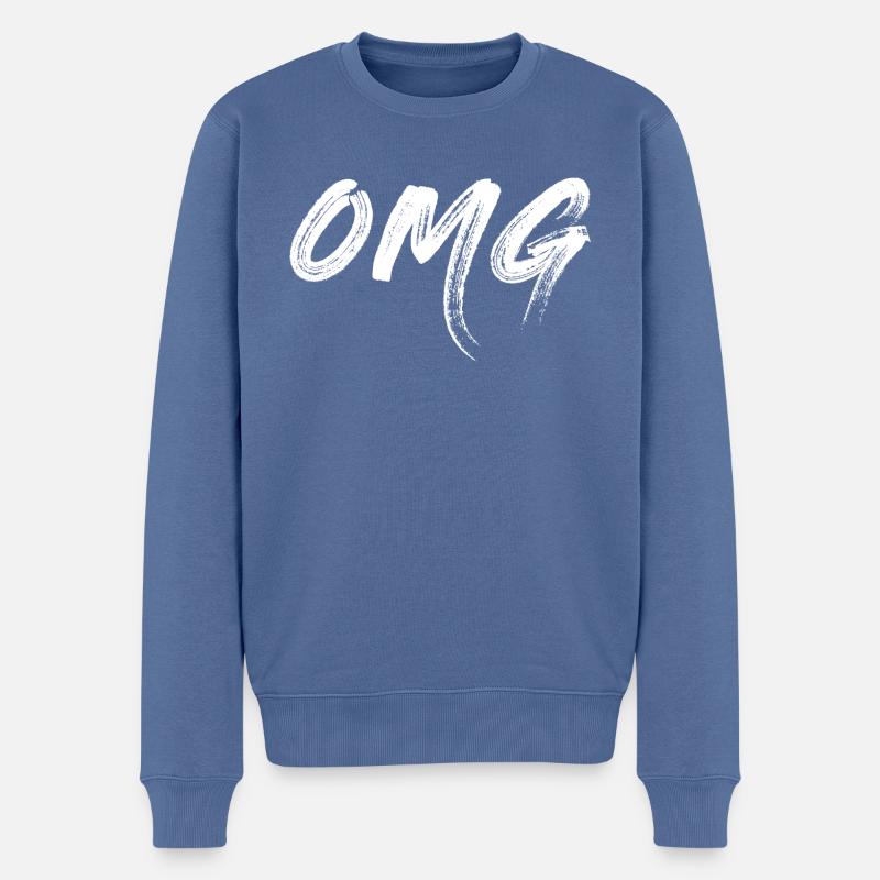 OMG, weiß - Männer Premium Bio Pullover - Taubenblau