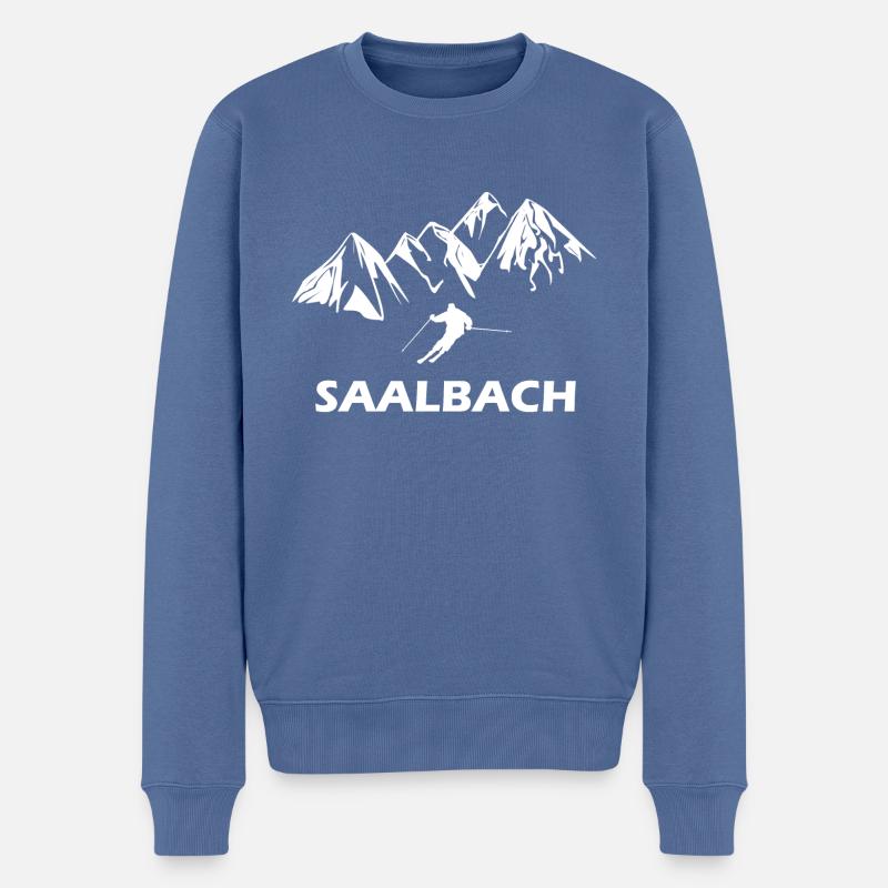 skifahren saalbach - Männer Premium Bio Pullover - Taubenblau