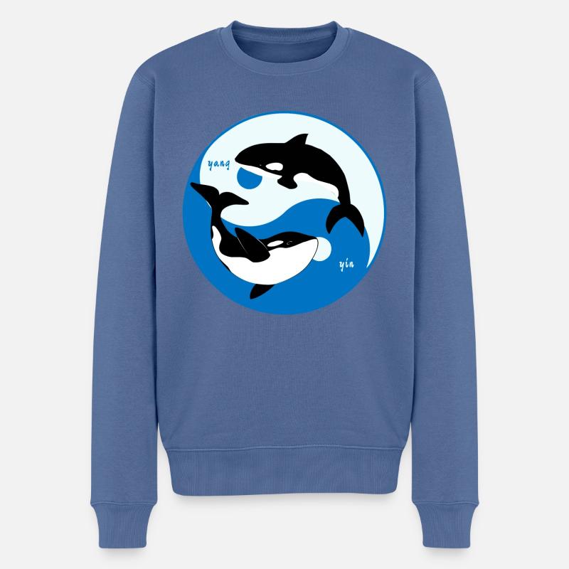 Orca Yin Yang - Killerwal Tierschutz - Männer Premium Bio Pullover - Taubenblau