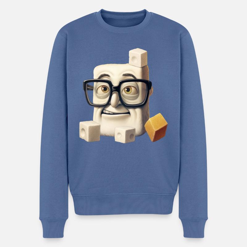 Süße Wissenschaft: Der Nerdige Zuckerwürfel - Männer Premium Bio Pullover - Taubenblau