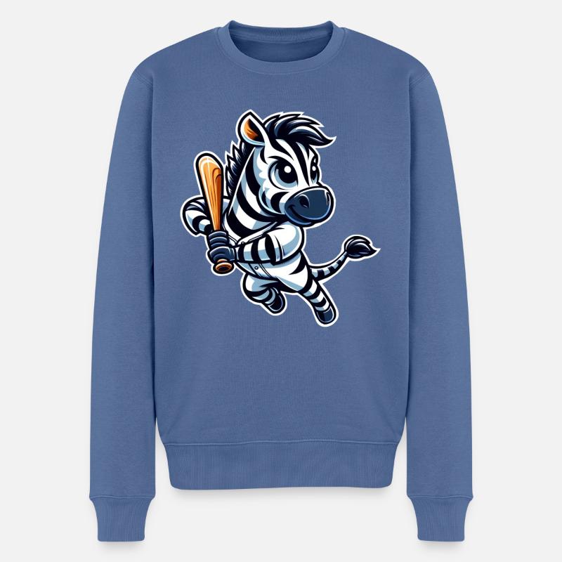 Zebra Baseballspieler Sportdesign - Männer Premium Bio Pullover - Taubenblau