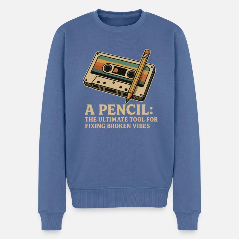 Kassette Retro - Männer Premium Bio Pullover - Taubenblau