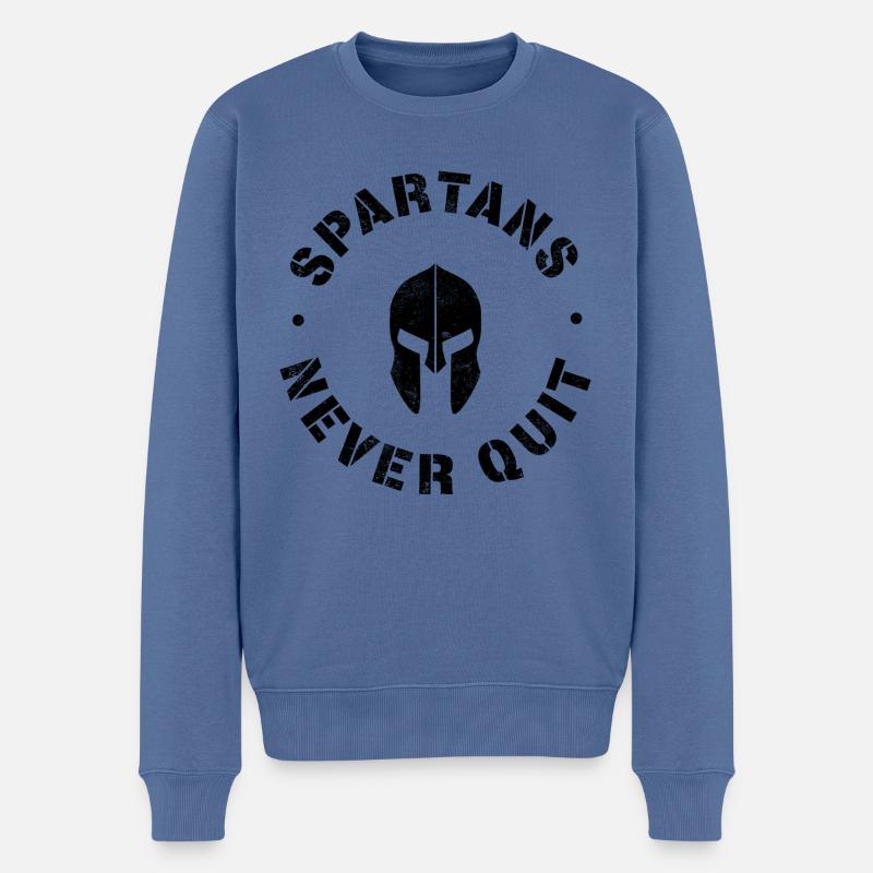 Spartans never Quit schwarz - Männer Premium Bio Pullover - Taubenblau