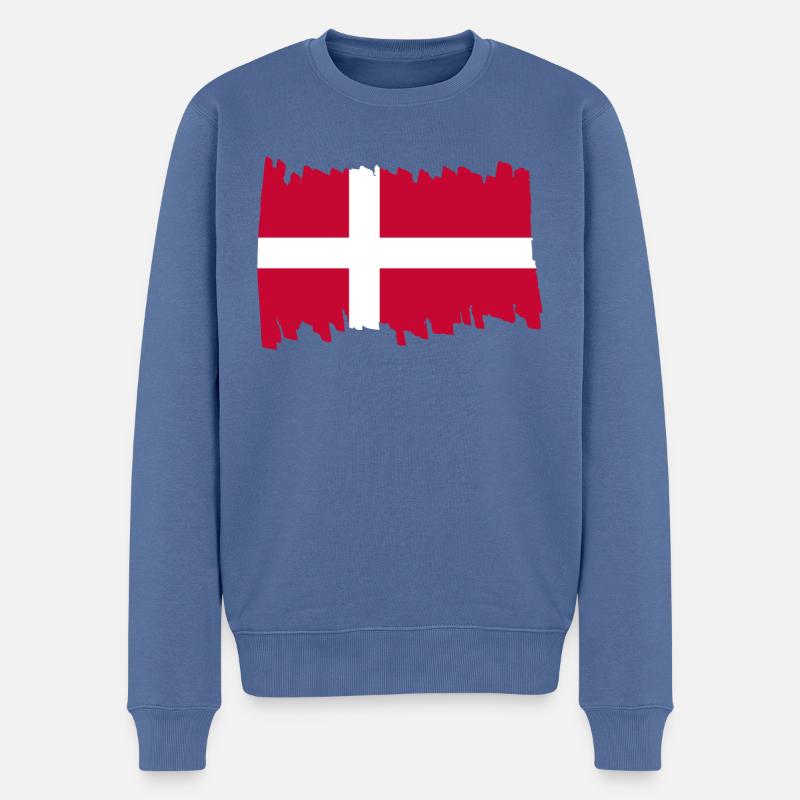 Drapeau national du Danemark - brosse verticale - Pull Premium bio Homme - bleu pigeon