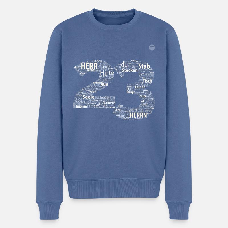 Psalm 23 - Männer Premium Bio Pullover - Taubenblau