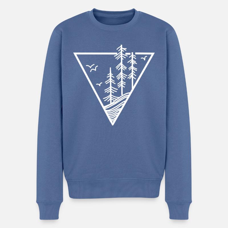 Wald Berg Vögel - Männer Premium Bio Pullover - Taubenblau