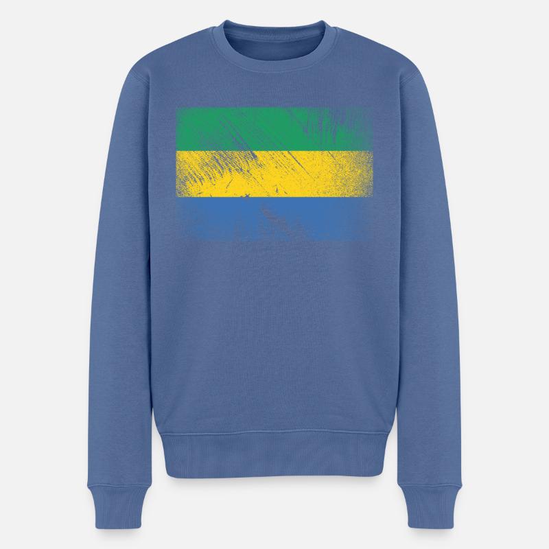 Drapeau Gabon - Grunge Vintage - Pull Premium bio Homme - bleu pigeon