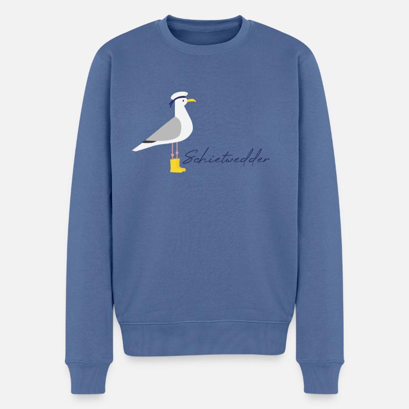 Möwe Gummistiefel SCHIETWEDDER - Männer Premium Bio Pullover - Taubenblau