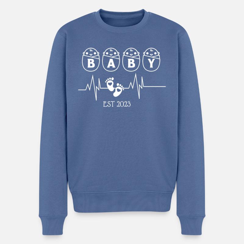 Baby EST 2003 Heartbeat - Pull Premium bio Homme - bleu pigeon