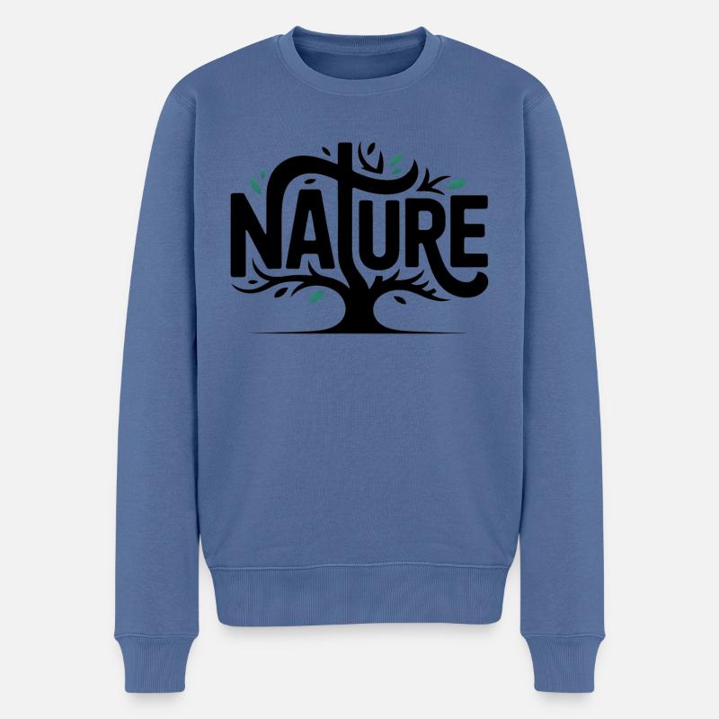 Nature - Cool Natural Logo - Pull Premium bio Homme - bleu pigeon