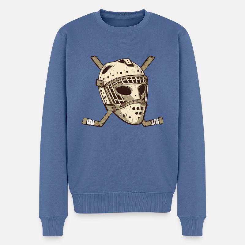 Masque de hockey rétro - Pull Premium bio Homme - bleu pigeon