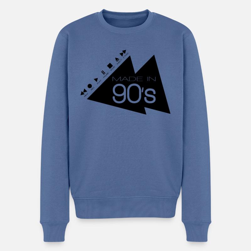MADE IN 90's _Black_ - Männer Premium Bio Pullover - Taubenblau