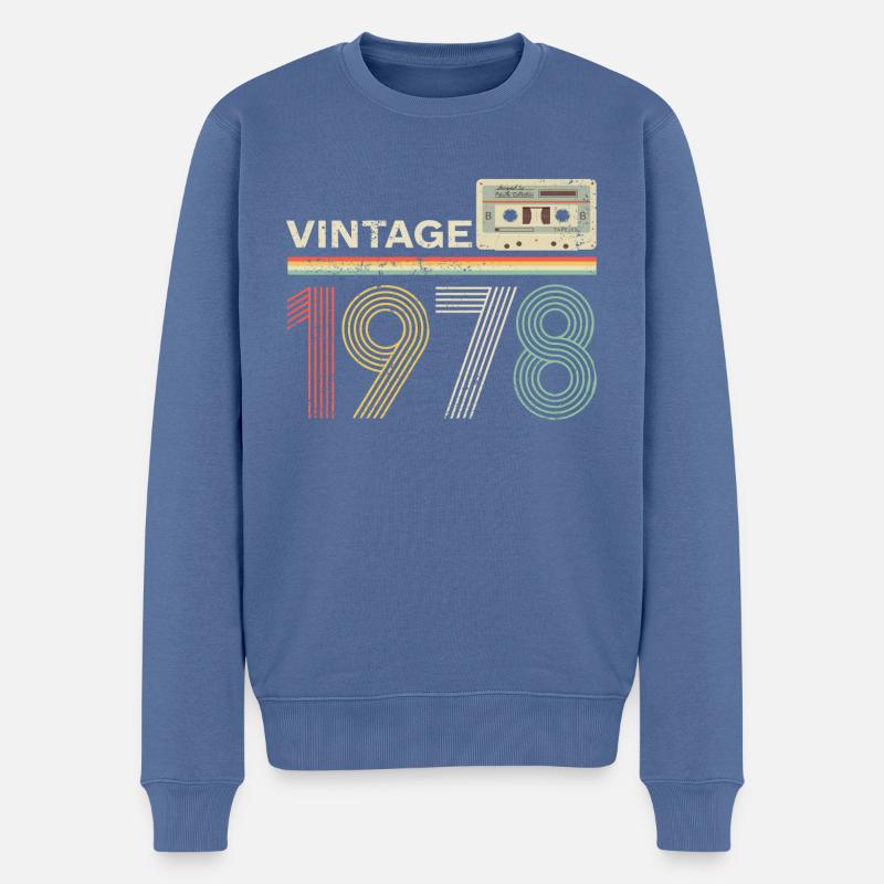 Vintage Kassette 1978 - Männer Premium Bio Pullover - Taubenblau