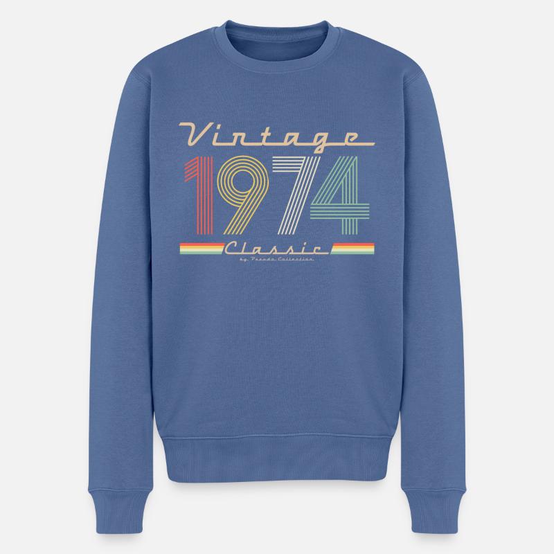 Vintage Classique 1974 - Pull Premium bio Homme - bleu pigeon