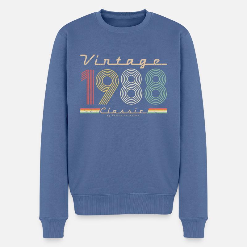 Vintage Classic 1988 Pseudo Geburtstag - Männer Premium Bio Pullover - Taubenblau