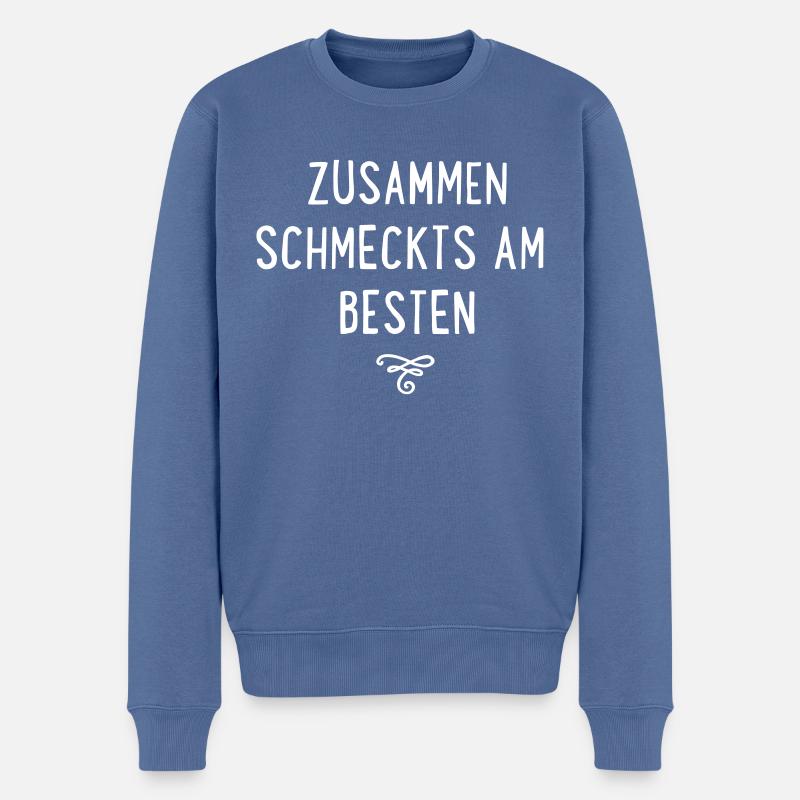 zusammen - Männer Premium Bio Pullover - Taubenblau