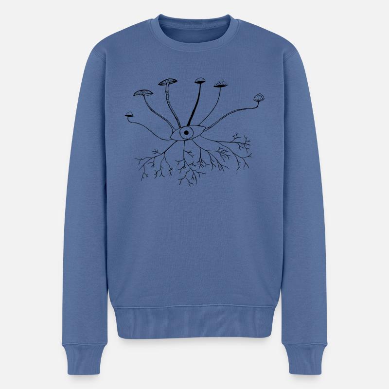 Mushroom Eye - Pull Premium bio Homme - bleu pigeon