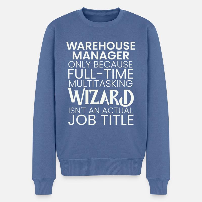 Warehouse Manager multitasking Wizard - Men's Premium Organic Jumper - stone blue
