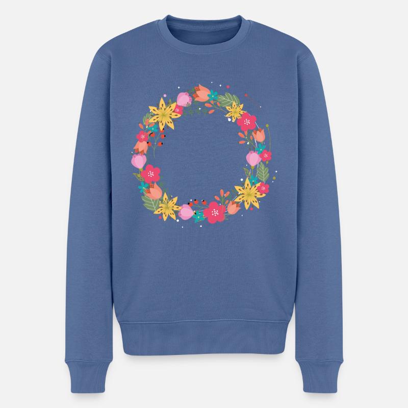 vide,fleurs,couronne de fleurs,floral,illustration - Pull Premium bio Homme - bleu pigeon