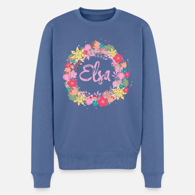 Elsa ,blumen,blumenkranz,floral,illustration - Männer Premium Bio Pullover - Taubenblau