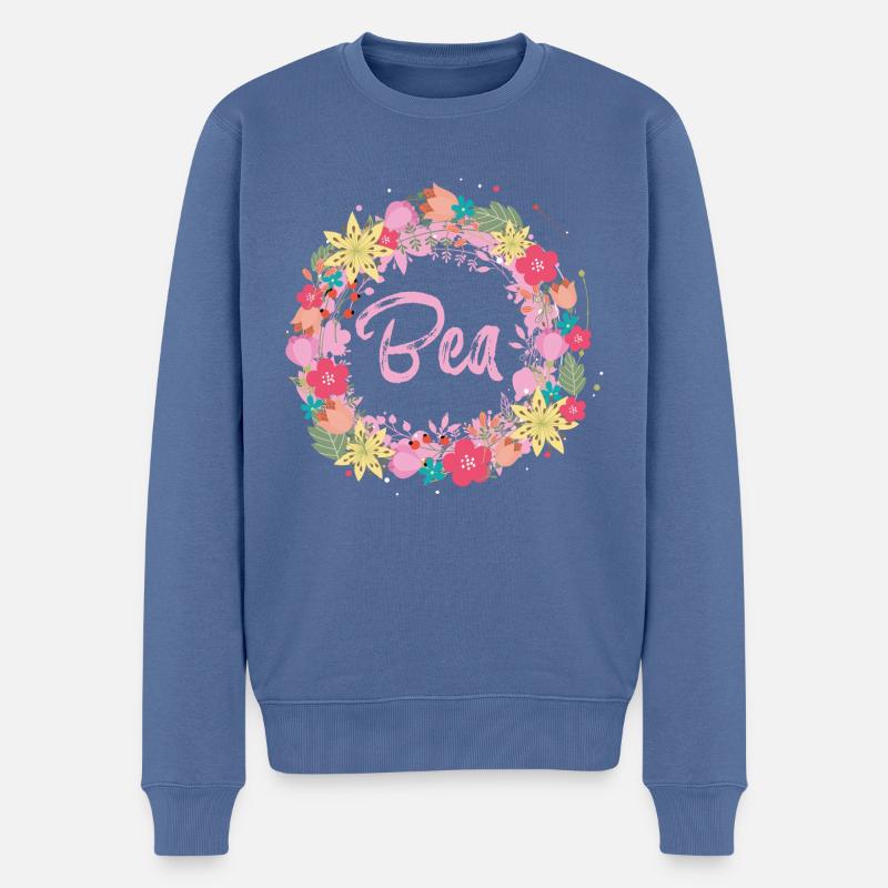 Bea,fleurs,couronne de fleurs,floral,illustration - Pull Premium bio Homme - bleu pigeon