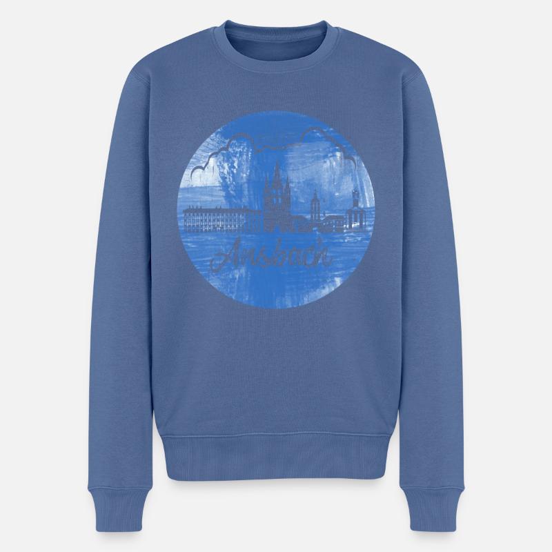 ansbach,skyline,blau,kreis,retro - Männer Premium Bio Pullover - Taubenblau