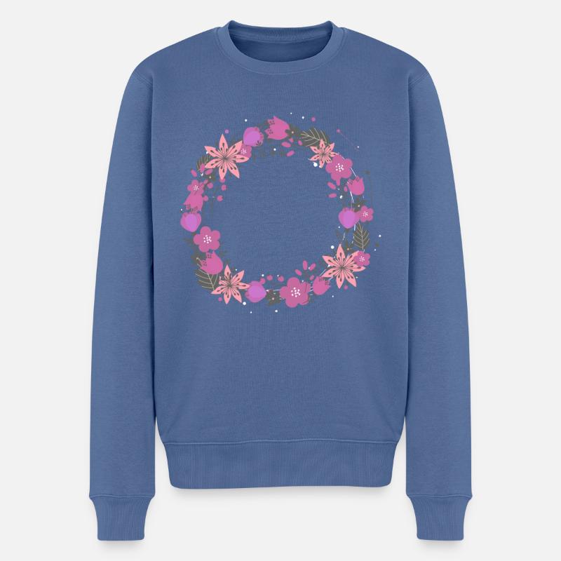 vide,fleurs,couronne de fleurs,floral,illustration,rose - Pull Premium bio Homme - bleu pigeon