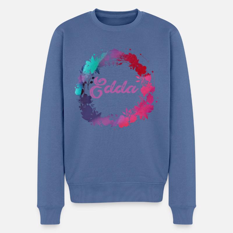 edda,blumen,blumenkranz,floral,illustration - Männer Premium Bio Pullover - Taubenblau