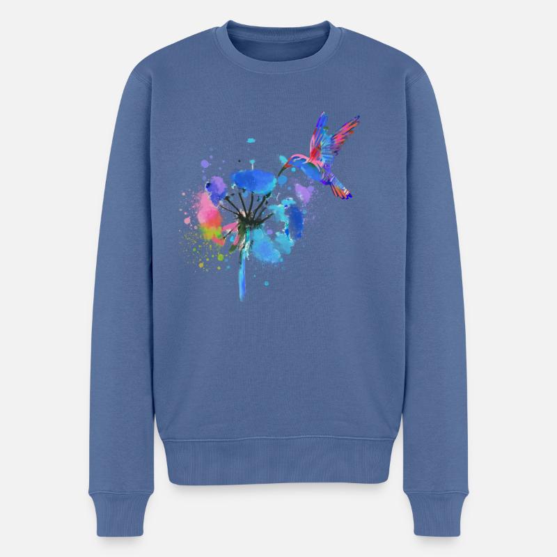 kolibri,graffiti ,malerei, blumen,vogel,blume,bunt - Männer Premium Bio Pullover - Taubenblau