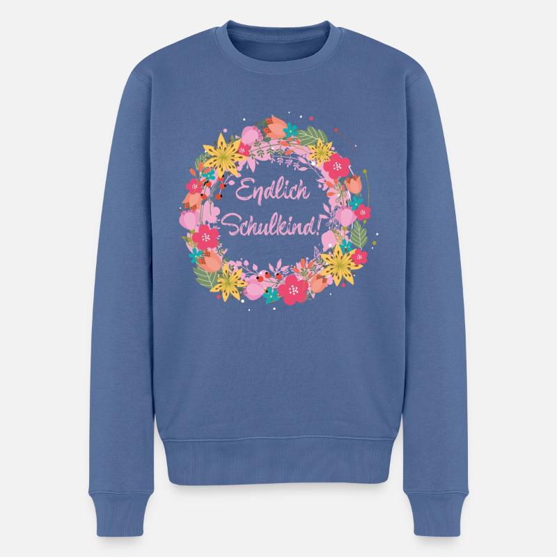 blumenkranz, kranz,schulkind,blumen - Männer Premium Bio Pullover - Taubenblau