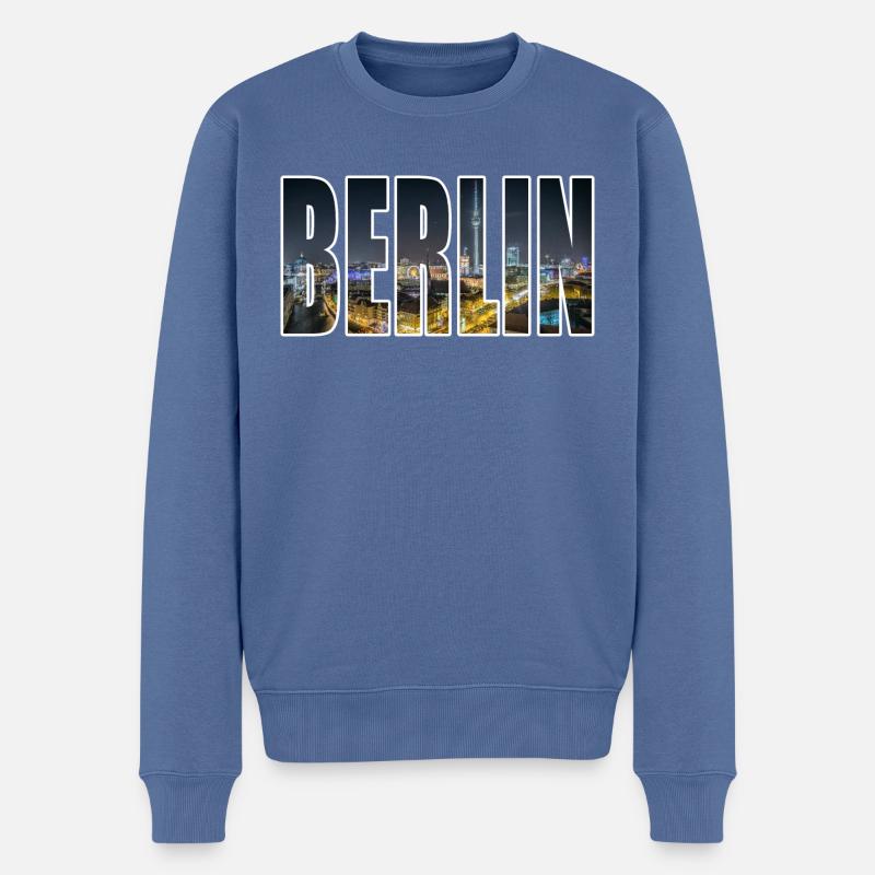 berlin skyline - Männer Premium Bio Pullover - Taubenblau