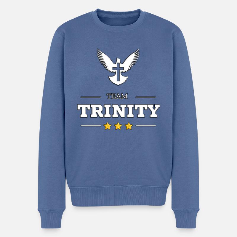 TEAM TRINITY - Männer Premium Bio Pullover - Taubenblau