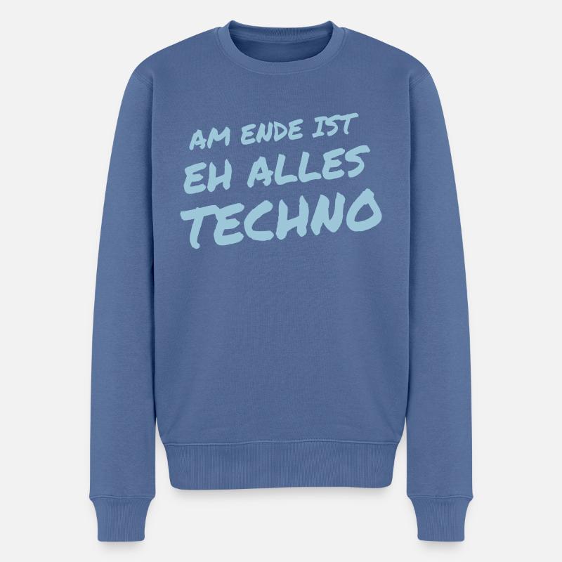 Techno - Feeling - Pull Premium bio Homme - bleu pigeon