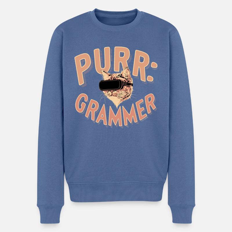 Purr-Grammer Katze Coder Lustig IT Nerd Präsent - Männer Premium Bio Pullover - Taubenblau