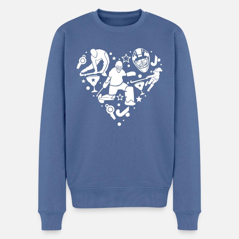Collage Hockeyherz - Männer Premium Bio Pullover - Taubenblau