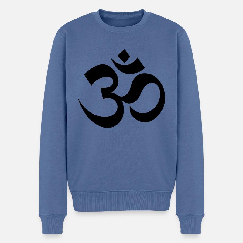 Om, Mantra, 23 Farben frei wählbar - Männer Premium Bio Pullover - Taubenblau