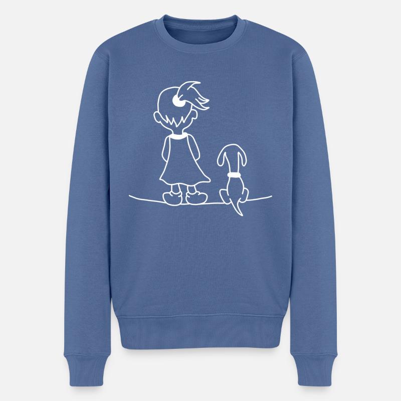 Fille chien mignon - Pull Premium bio Homme - bleu pigeon