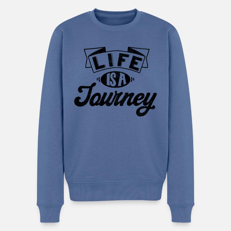 Reisespruch Life is a Journey - Männer Premium Bio Pullover - Taubenblau