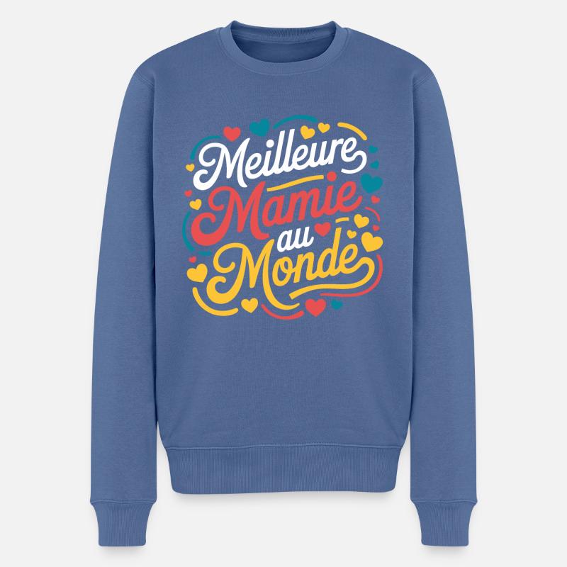 Meilleure mamie au monde - Pull Premium bio Homme - bleu pigeon