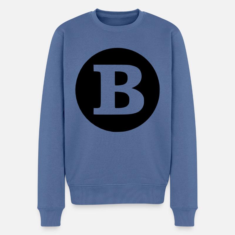 B - Buchstabe SOLO transparent - Männer Premium Bio Pullover - Taubenblau