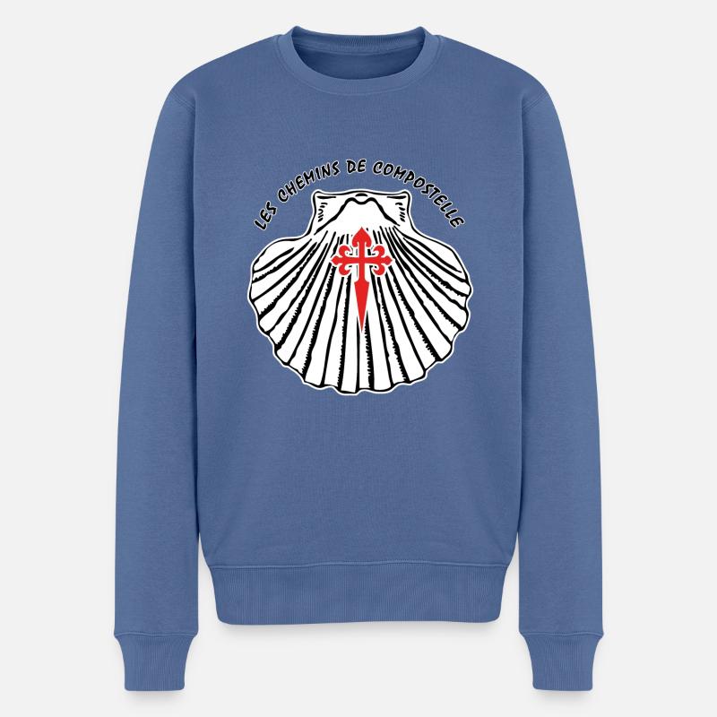 Croix St Jacques 8 - Pull Premium bio Homme - bleu pigeon