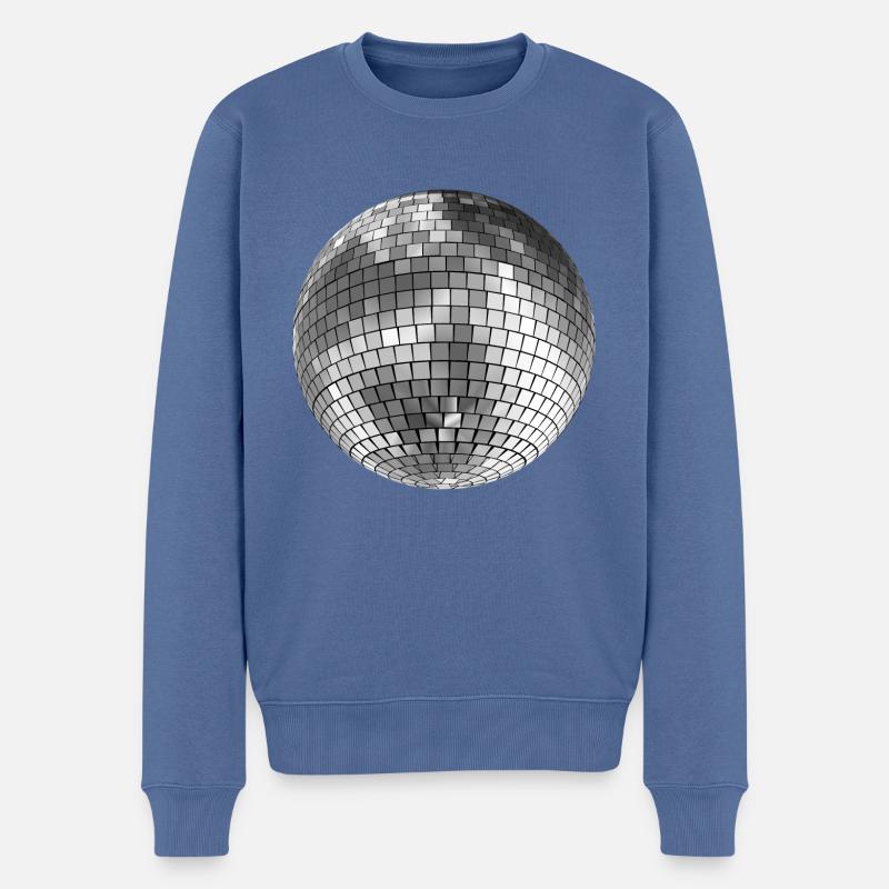 Boule disco miroir balle - Pull Premium bio Homme - bleu pigeon