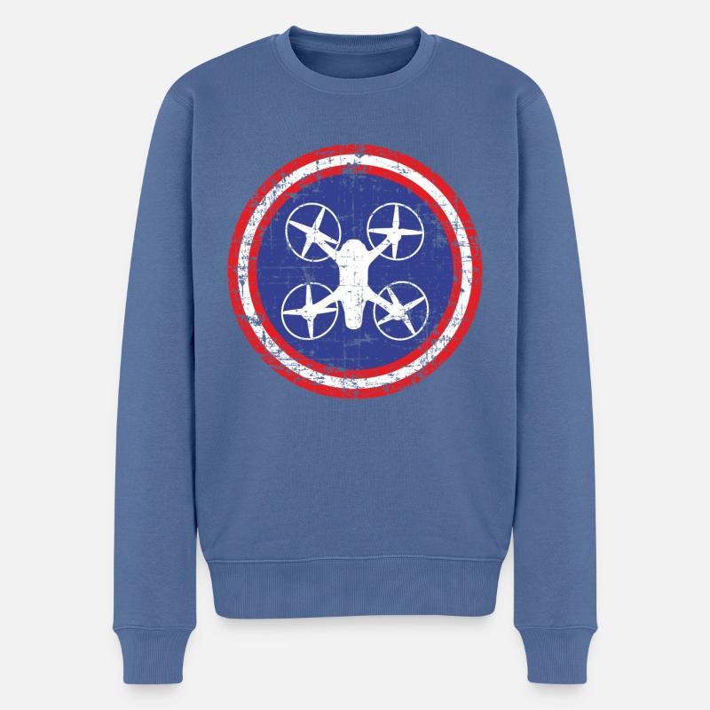 Rundes Zeichen mit Quadrocopter in der Mitte - Männer Premium Bio Pullover - Taubenblau