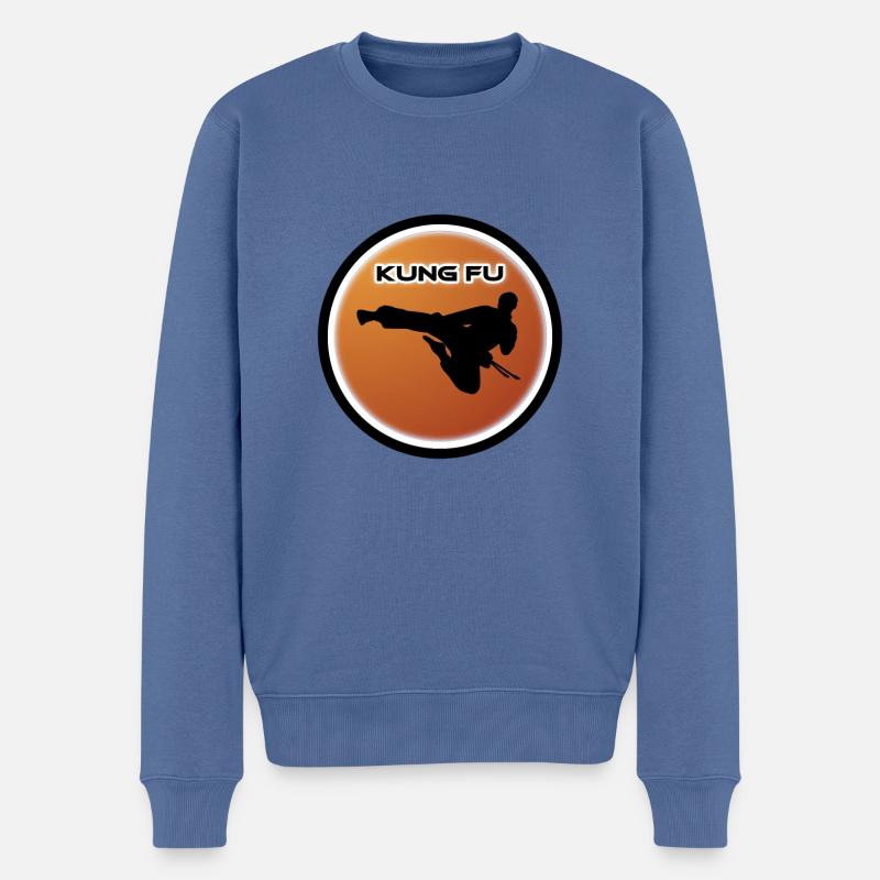 Kung Fu - Männer Premium Bio Pullover - Taubenblau