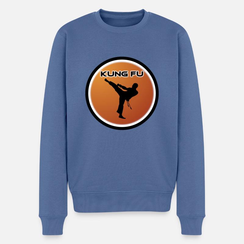 Kung fu - Pull Premium bio Homme - bleu pigeon